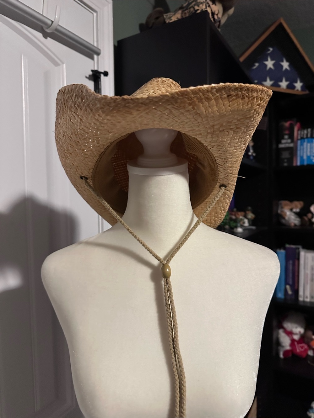 🎃 Straw Cowboy Hat Western Cowgirl Costume Adjustable Chin Cord 🎃